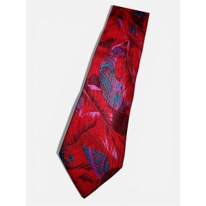 Fendi Roma Silk Red Paisley Floral Men's Necktie Luxury Designer